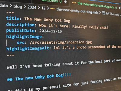 lol it's a photo screenshot of the markdown and front matter for this post! how very meta
