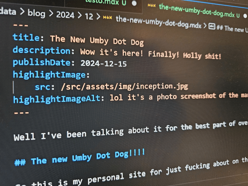 lol it's a photo screenshot of the markdown and front matter for this post! how very meta